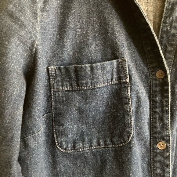 J. Jill Denim Button Down Shirt Dress W/ Pockets, Medium - Picture 8 of 10